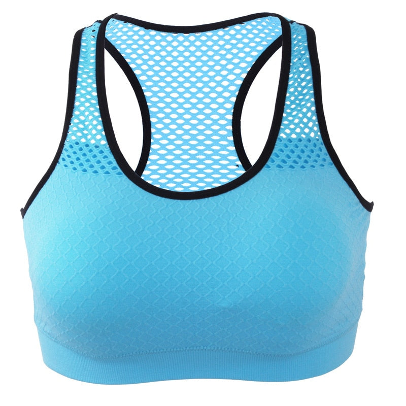 WANAYOU Breathable Sports Bra Women High Stretch Wire Free Padded Sports Top Seamless Fitness Vest Absorb Sweat Running Yoga Bra