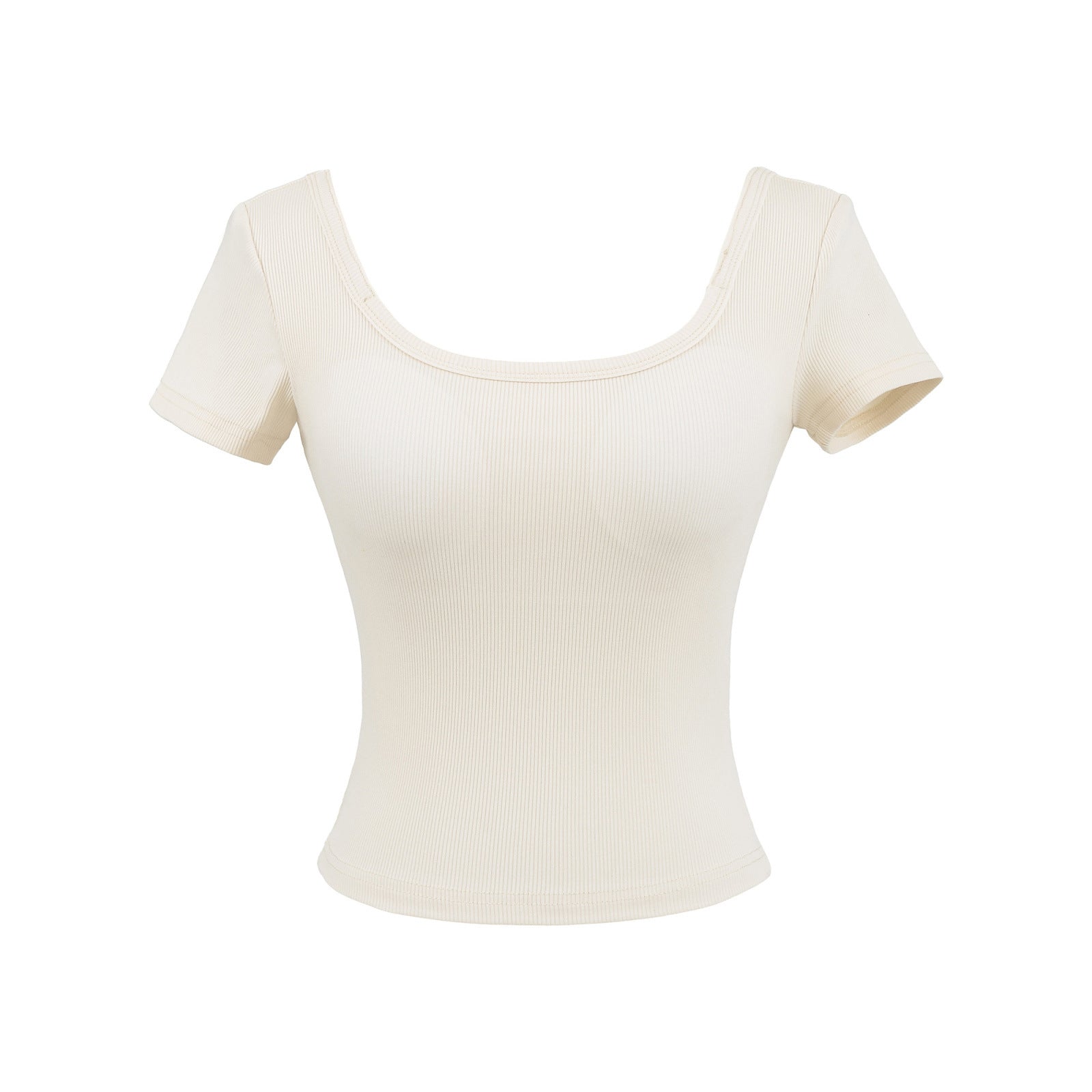 Fitness yoga wearing short sleeved T-shirt