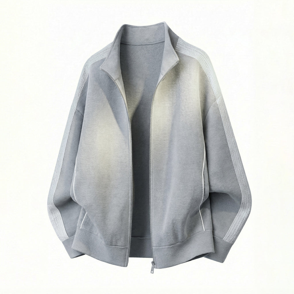 Stand up collar zipper long sleeved top jacket