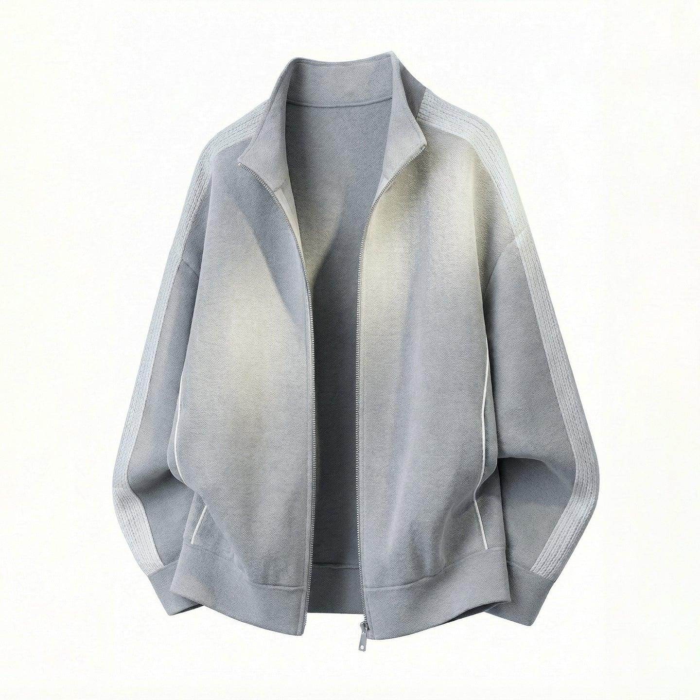 Stand up collar zipper long sleeved top jacket