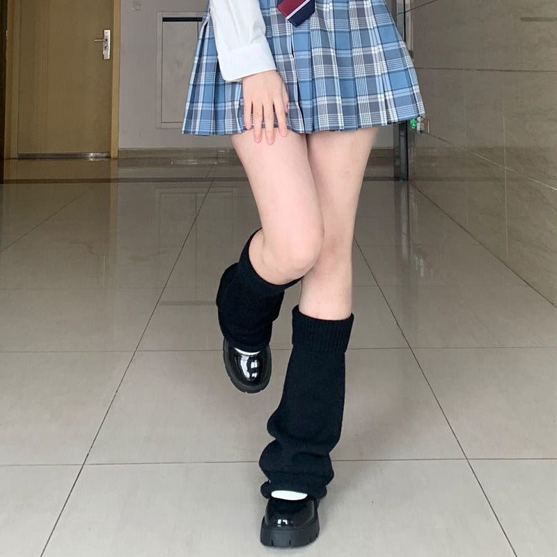 【 High quality version 】 subculture Y2K wide leg sock set, Japanese warm solid color calf set, knitted pile up sock set