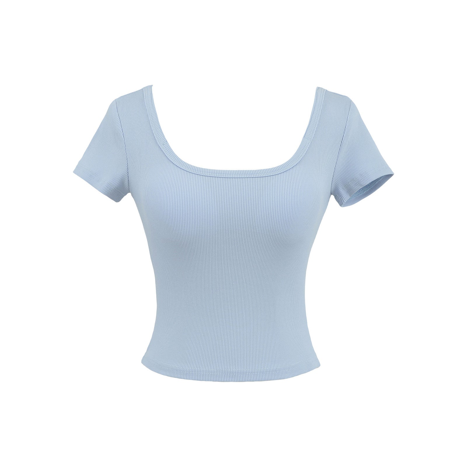 Fitness yoga wearing short sleeved T-shirt