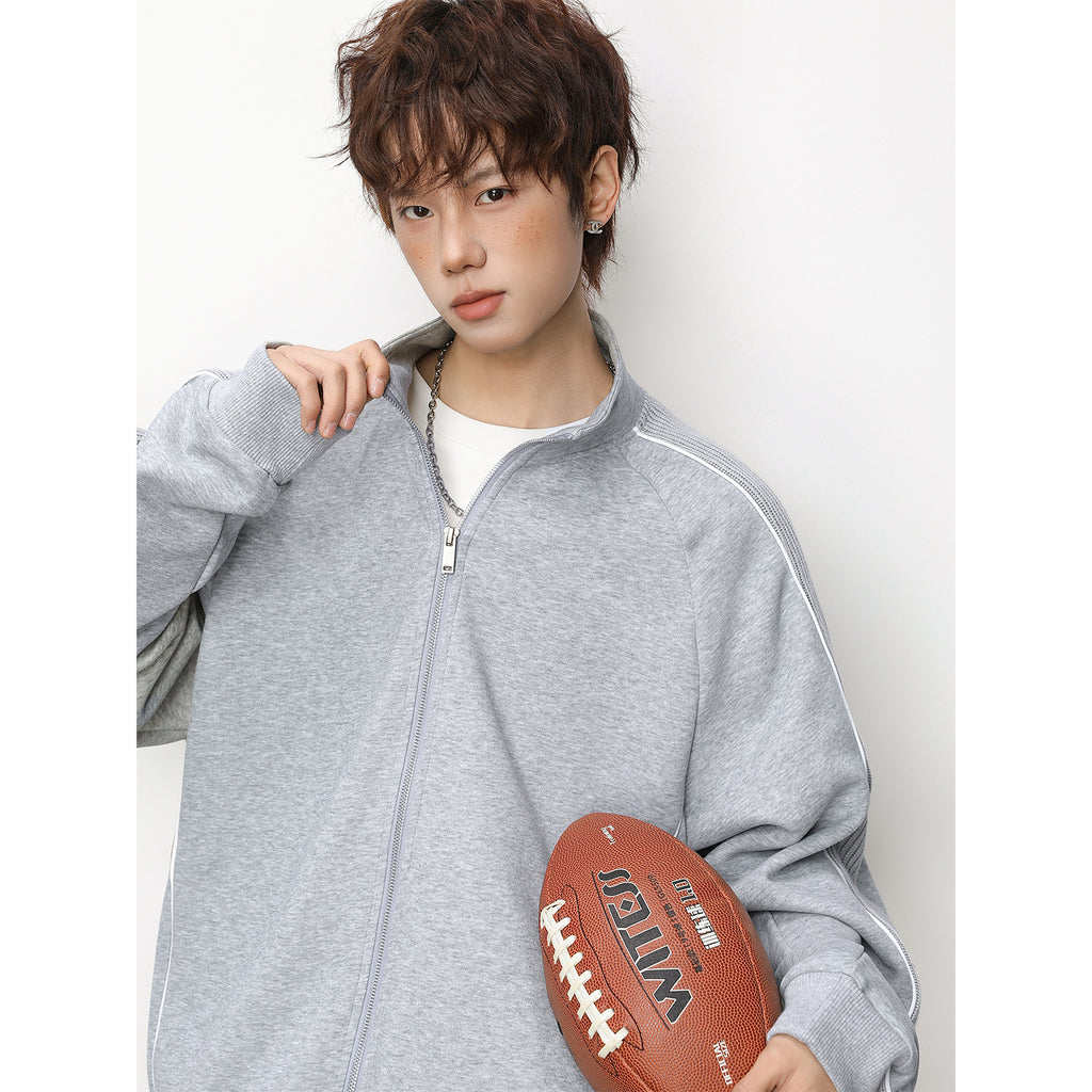 Stand up collar zipper long sleeved top jacket