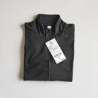 Women Sports Running Long-sleeved Standing-collar Zipper Gymnasium Fast-drying Blouse Women's Breathing Yoga Short-style Coat