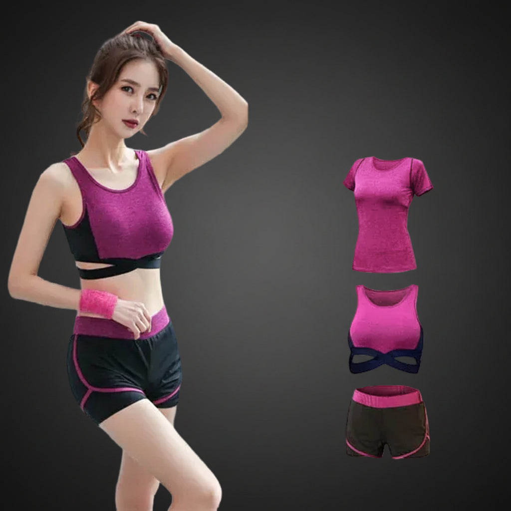 5 pieces sets coat+t shirt+bra+shorts+leggings women yoga clothing quick dry outdoor sports running fitness gym ropa deportiva