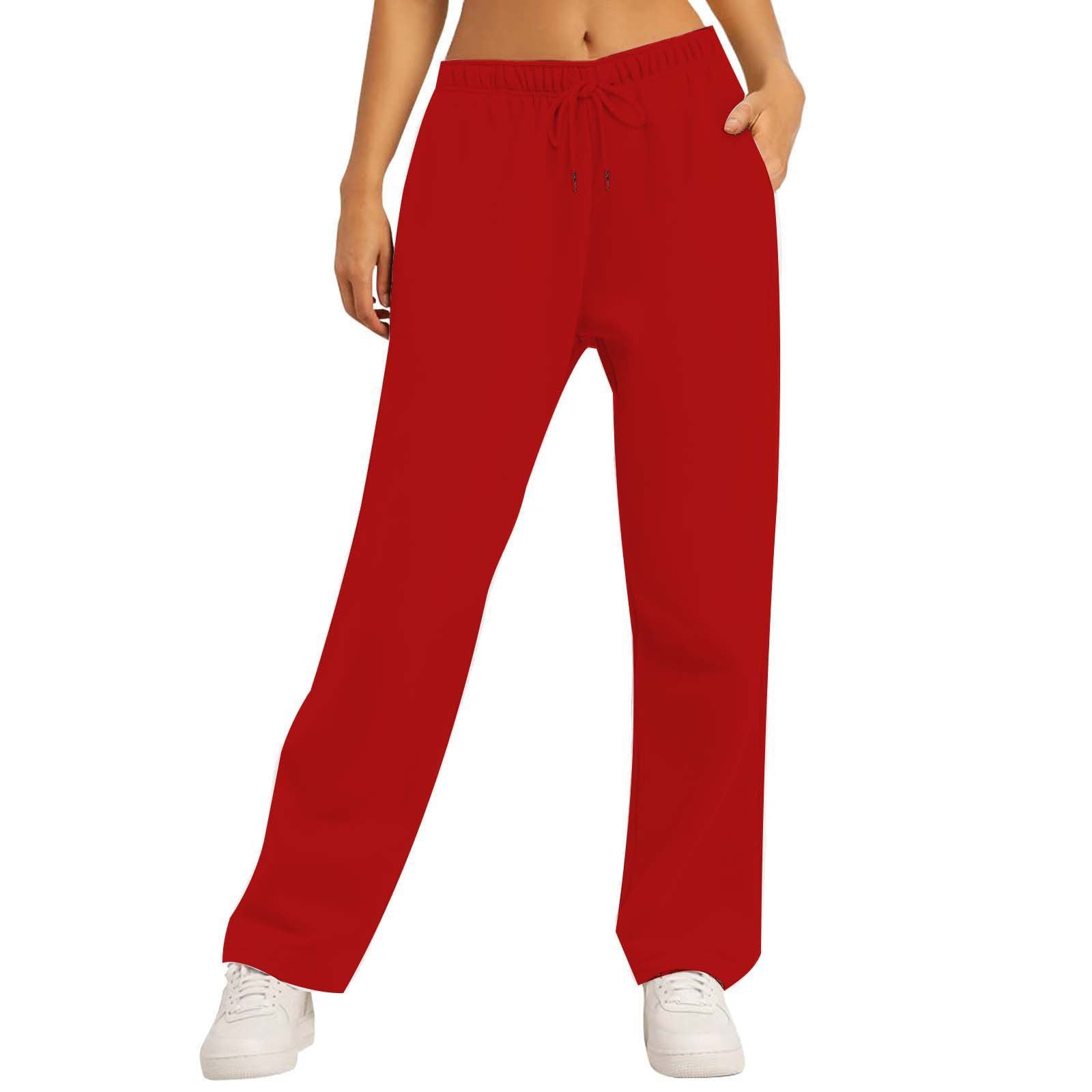 Unisex Solid Color Casual Loose Fleece-Lined Long Pants Sweatpants