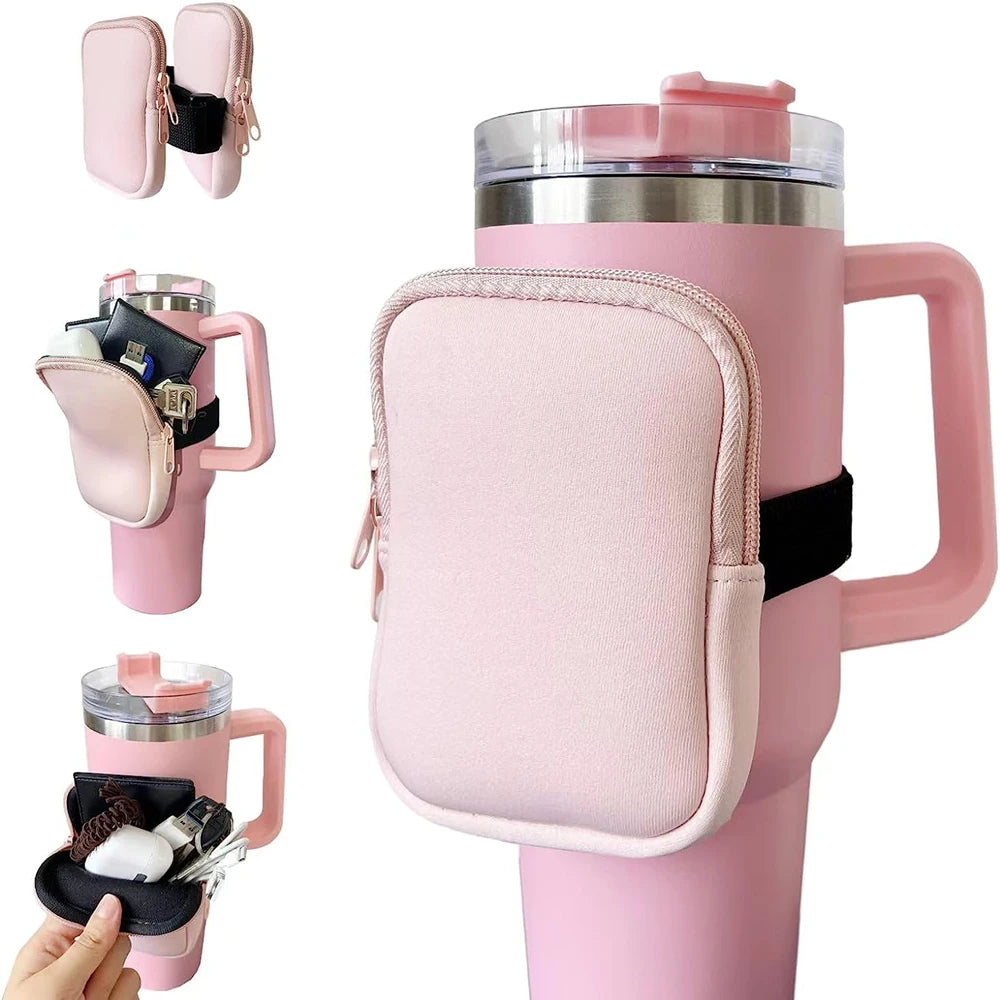 Water Bottle Pouch for For Stanley Cup 40oz/20oz/30oz Water Bottle  Neoprene Tumbler Bag for Cards Keys Wallet Earphone