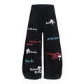 Letter Brand Printed Black Drawstring Wide Leg Fleece Knitted Cropped Sweatpants Loose Floor-Length Pants