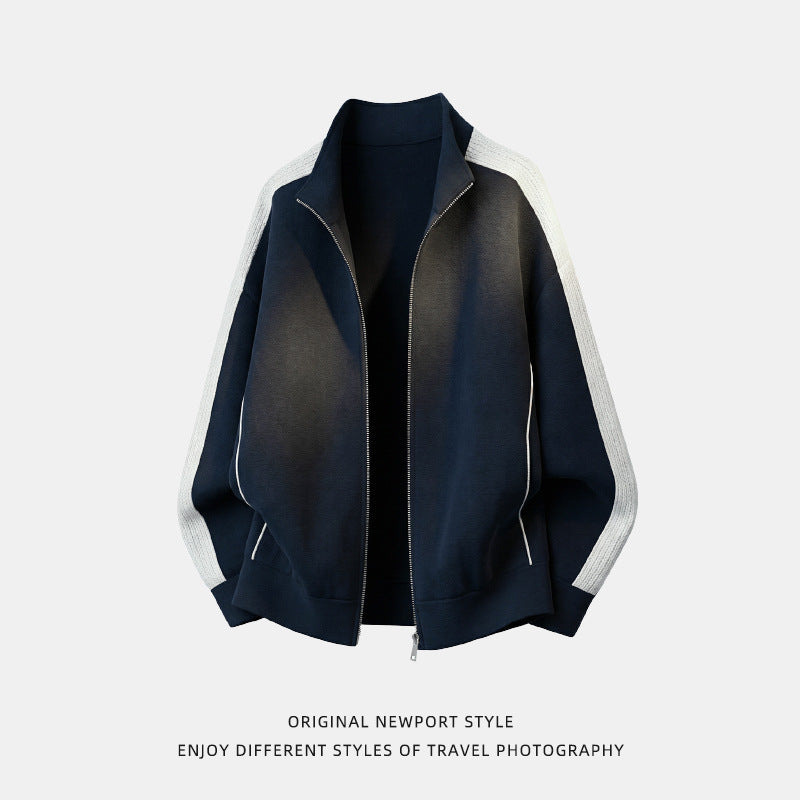 Stand up collar zipper long sleeved top jacket