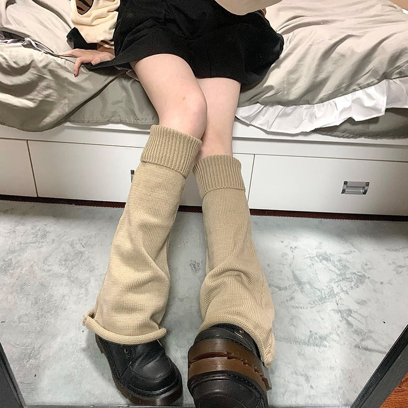 【 High quality version 】 subculture Y2K wide leg sock set, Japanese warm solid color calf set, knitted pile up sock set