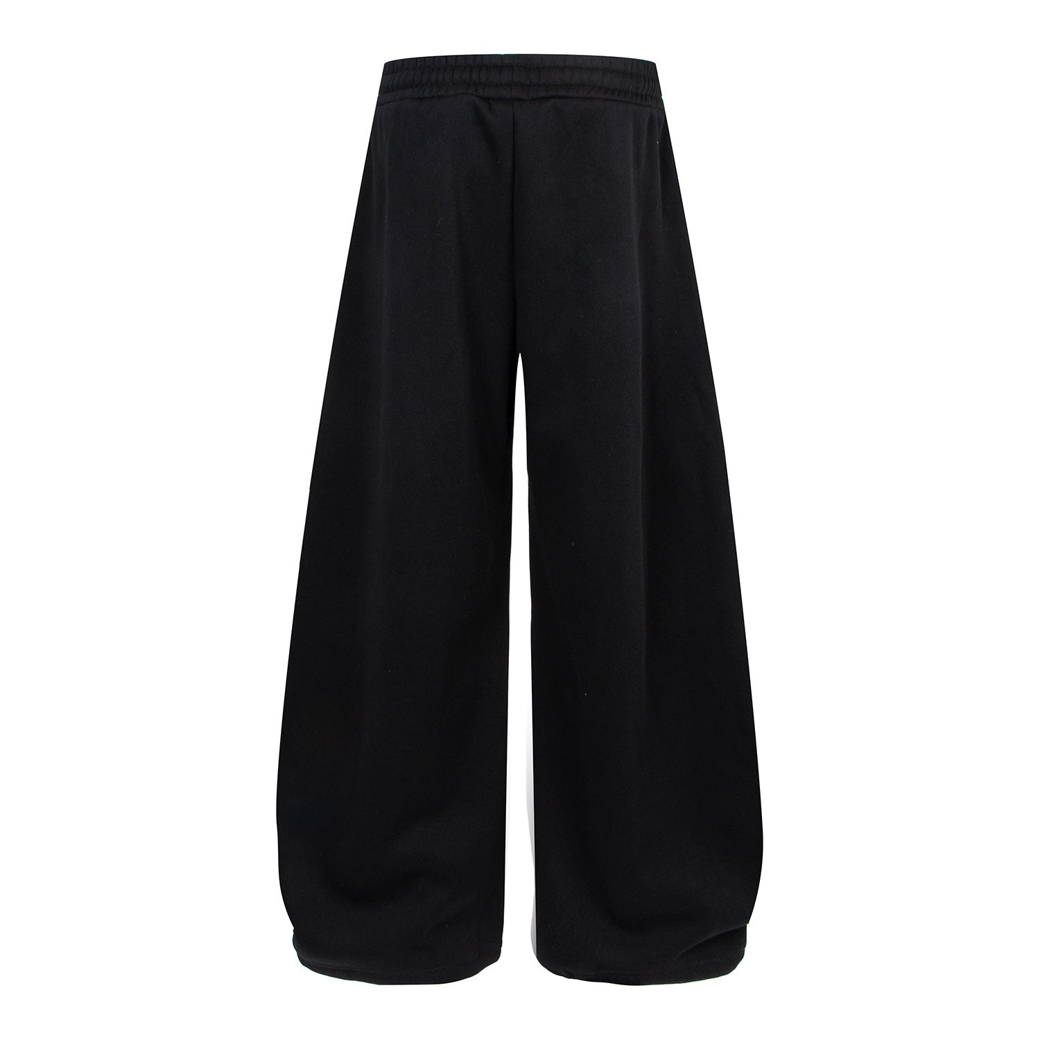 Letter Brand Printed Black Drawstring Wide Leg Fleece Knitted Cropped Sweatpants Loose Floor-Length Pants