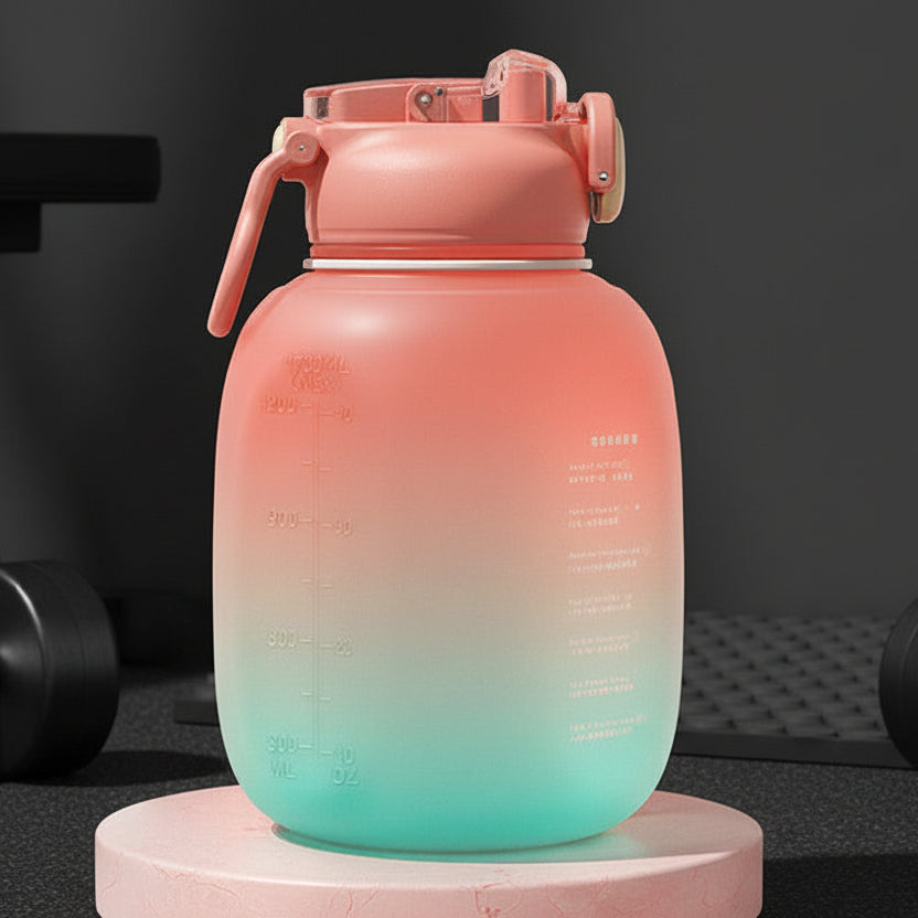 1.7L Super Capacity Gradient Plastic Water Cup With Straw Sports Fitness Water Bottle