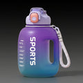 1.7L Super Capacity Gradient Plastic Water Cup With Straw Sports Fitness Water Bottle
