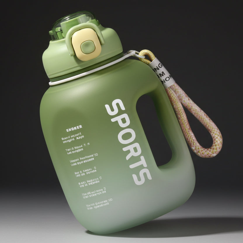 1.7L Super Capacity Gradient Plastic Water Cup With Straw Sports Fitness Water Bottle